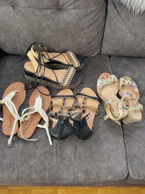 Black Woven Espadrille Wedge Sandals with Ankle Wrap